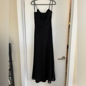 Black cowl neck floor length dress